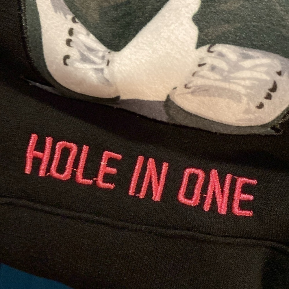 Black Pike Teddy Bear golf hole in one embroidered pocket fleece lined hoody - Picture 11 of 13